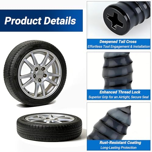 21 PCS Tire Repair Rubber Nail Kit, Premium Spiral Screw-in Tire Plugs - Image 3