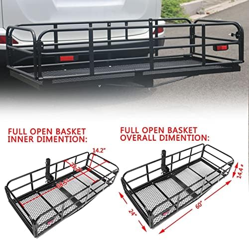 500 Lbs Heavy Duty Hitch Mount Cargo Carrier 60" x 24" x 14.4" Folding Cargo - Image 3