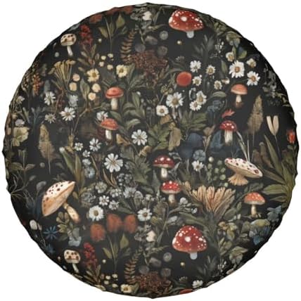 Spare Tire Cover Vintage Mushroom Print Weatherproof Vinyl Wheel Cover - Image 7