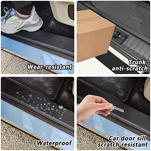 5PCS Car Door Sill Protector, Carbon Fiber Sport Threshold/Rear Bumper Guard - Image 5