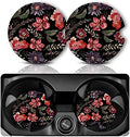 Yonlevres Car Coasters for Cup Holders, Boho Red Floral 2 Pack by Yonlevres