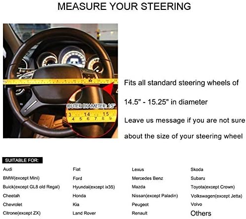 Auto Car Leather Steering Wheel Cover Anti Slip Wrap 15" - Image 6