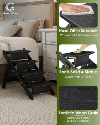GREENVINES Foldable Dog Stairs & Steps, 2-in-1 HDPE Pet Ramp - Image 2