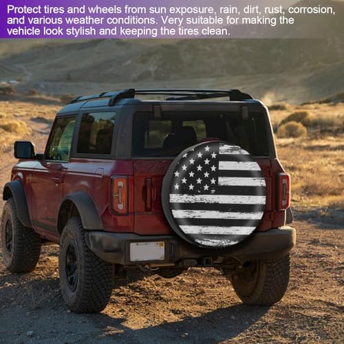Car Spare Tire Cover, 15Inch Dustproof Waterproof American USA Flag Vehicle - Image 6