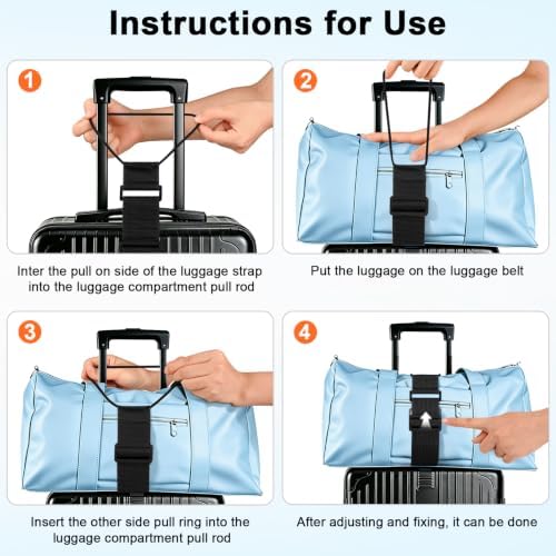 2 Pack Luggage Straps for Suitcases, Add a Bag Bungee Elastic Belt to Secure - Image 4