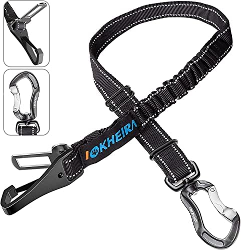 IOKHEIRA Dog Seatbelt, Updated Adjustable Harness Reflective Bungee Dog Car by IOKHEIRA