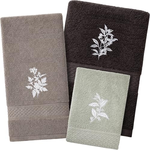 Peryiter 3 Pack Boho Botanical Decorative Bath Towel Set by Peryiter