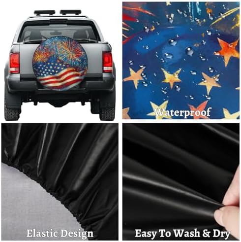 Fireworks Flag Spare Tire Cover Dust-Proof Wheel Protector - Image 4