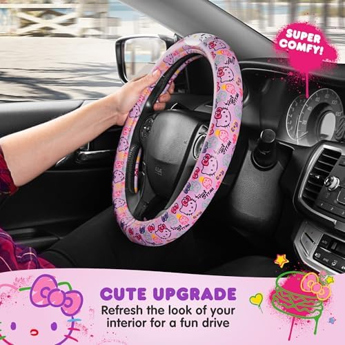 Sanrio Hello Kitty Lavender Doodle Car Steering Wheel Cover, Universal Fit Cute - Image 4