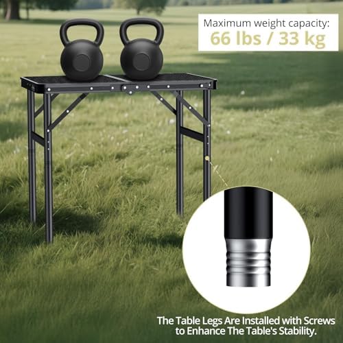 Anbte 2ft Folding Camping Grill Table Max 29.5", 3 Adjustable Height - Image 4