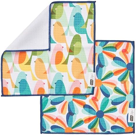 Ritz 6-Piece Flowers & Birds Microfiber Dish Cloth Set – Mid-Century Modern - Image 6