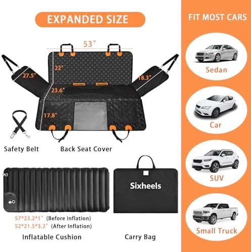 Car Back Seat Pet Cover for Dogs Back Seats Protector, Soft Inflatable Cushion - Image 6