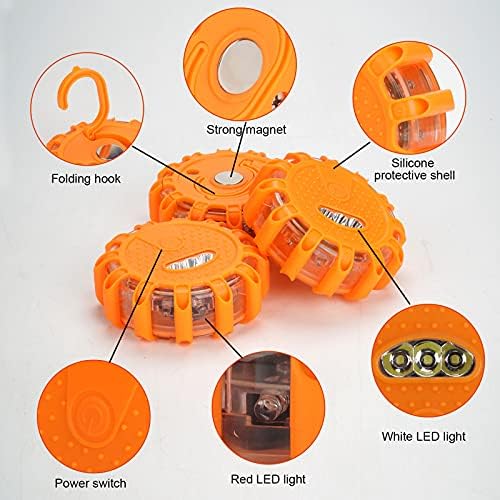 HEIGPAN GP906 LED Road Flares Safety Flashing Warning Lights Kit, Magnetic Base - Image 3