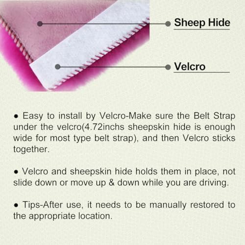 AOGELAN Fluffy Fuzzy Genuine Sheepskin Car Seat Belt Covers - Image 5