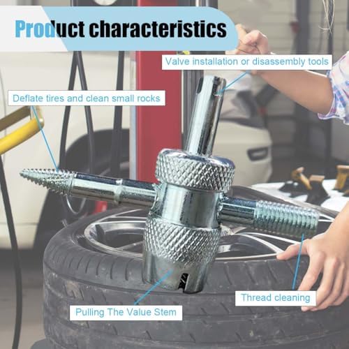 2PCS 4-Way Tire Valve Core Removal Tool 4-in-1 Universal Valve Wrench - Image 4