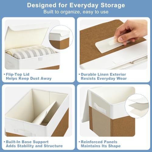 Bagnizer Large 22 Quart Linen Fabric Foldable Storage Bin Cube Organizer Basket - Image 6