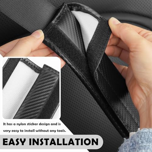 2PCS Carbon Fiber Seat Belt Cover Pad, Leather Seatbelt Covers - Image 5