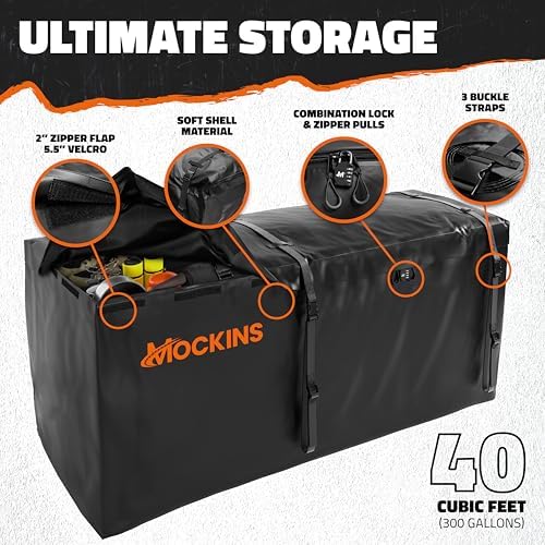 Mockins 40 Cu Ft XXL Trailer Hitch Cargo Carrier Bag Extra Wide 84"x24"x34" - Image 2