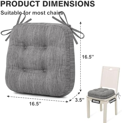 Shinnwa Kitchen Chair Cushions Set of 4, Dual-Layer Memory Foam Dining Chair - Image 6