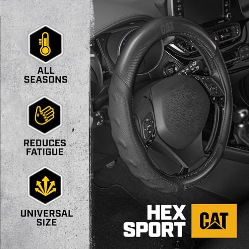 Cat® HexSport Black Carbon Fiber Steering Wheel Cover, Durable and Comfortable - Image 2