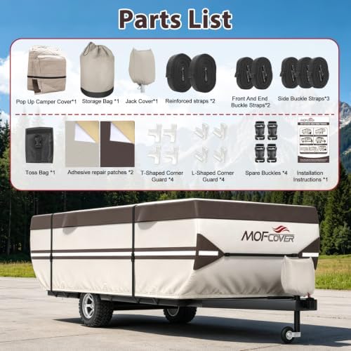 Pop Up Camper Cover, 9 Layers Waterproof 12-14ft RV Cover - Image 5