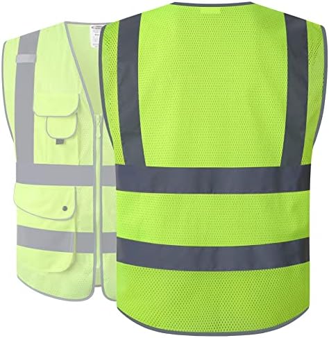 JKSafety Safety Vest for Men Women Reflective Hi Vis JK159 Yellow L - Image 5