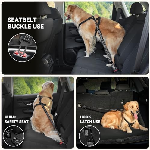 Pawaboo Dog Seat Belt Harness for Car, Seatbelt Harness - Image 4