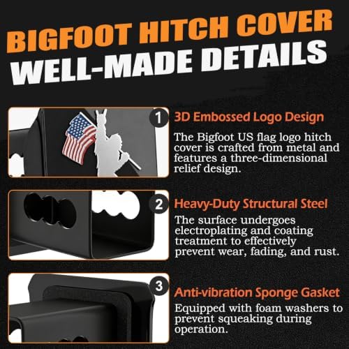 Bigfoot Rock On American Flag Trailer Hitch Cover - Image 4
