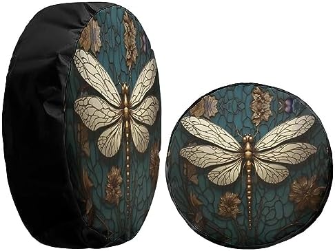 Delerain Spare Tire Cover Gold Dragonfly Wheel Covers Sun Protection Waterproof - Image 4
