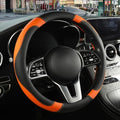 Black Orange Breathable Microfiber Leather Steering Wheel Cover by Binsheo