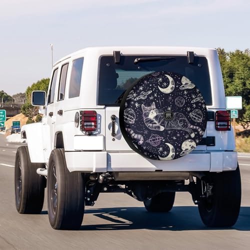 Cat Space Stars Planet Moon Spare Tire Cover - Image 2