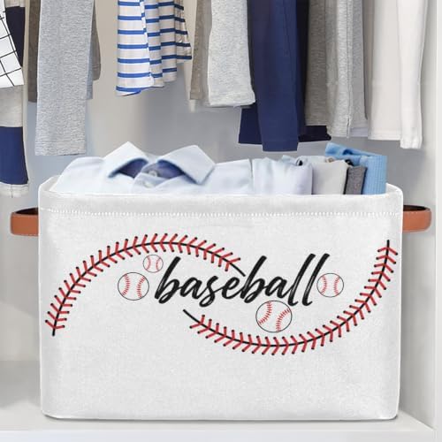 AUUXVA Storage Basket Baseball Stitches Storage Cube Box Sport Baseball Basket - Image 5
