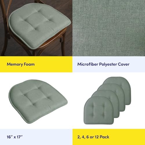 Sweet Home Collection Chair Cushion Memory Foam Pads Tufted Slip Non Skid - Image 6