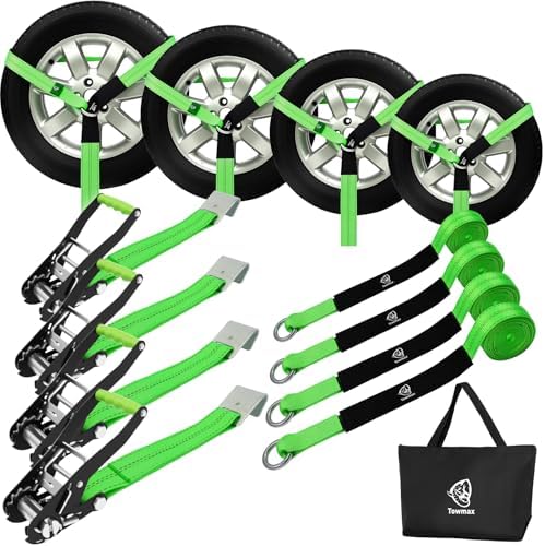 4 Pack Car Tie Down Straps for Trailers by Towmax