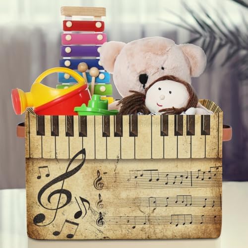 AUUXVA Storage Basket Vintage Music Note Piano Key Storage Cube Box Durable - Image 3