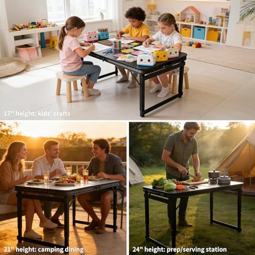 Folding Camping Table 3.3Ft X 2Ft, Aluminum Portable Adjustable Fold Table - Image 4