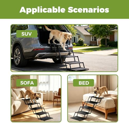 Dog Ramps for Cars, Portable Folding Dog Stairs for Cars, Reinforced Pet Steps - Image 5