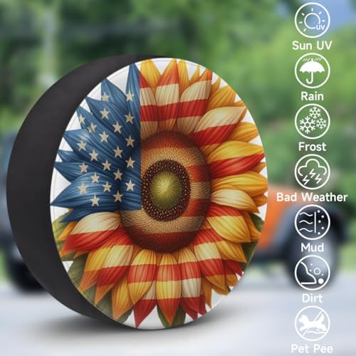 Sunflower Spare Tire Cover 14in Spare Wheel Covers Tire Storage Cover - Image 3