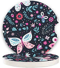 Butterfly Small 2.56" Absorbent Car Coasters 2 Pack, Auto Coasters by LogHog
