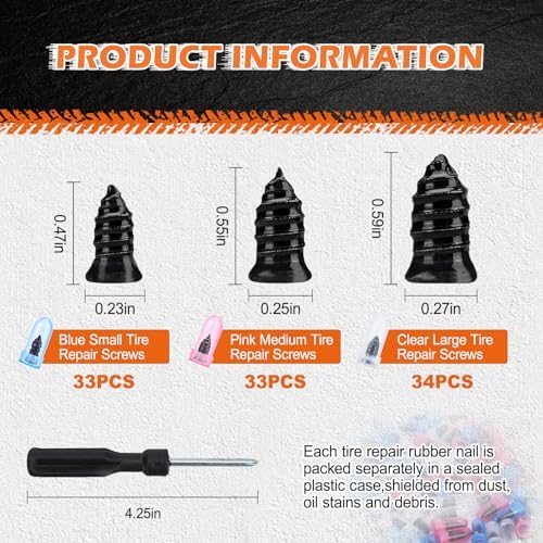 108 Pcs Tire Screw Plug Repair Kit, Tire Repair Screws - Image 2