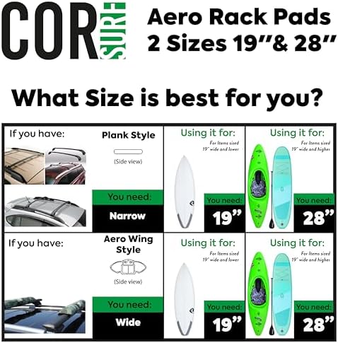 COR Surf Aero Roof Rack Pads, No-Scratch Tie Down Straps, 28in Wide 10ft - Image 3