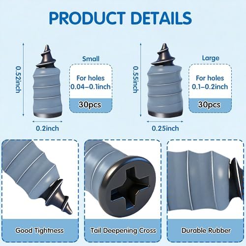 60 PCS Tire Repair Rubber Nails Kit, Screw-in Tire Plugs - Image 4