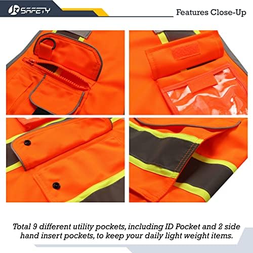 JKSafety Safety Vest for Men Women Reflective Hi Vis JK901 Orange L - Image 4