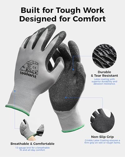 toolant Crinkle Latex Work Gloves, 60 Pairs - Image 2