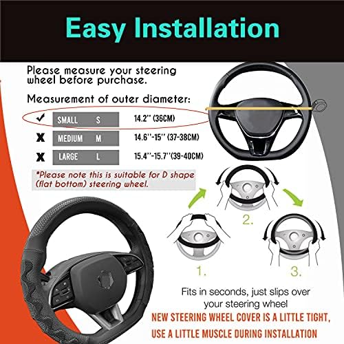 PINCTROT D Shaped 14 Inch Small Steering Wheel Cover Great Grip - Image 6