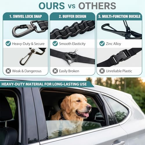Dog Seat Belt for Car, 3-in-1 Adjustable Dog Seatbelt - Image 6