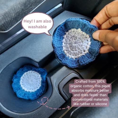 Cotton Crotchet Ruffled Flower Coaster Set - Image 3