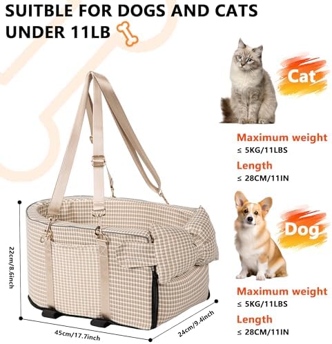 Center Console Dog Car Seat for Small Dogs, Removable Pet Seat - Image 3