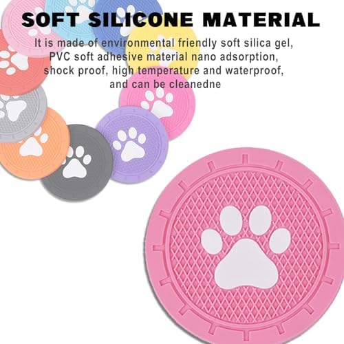 4 Pack Car Cup Holder Coasters, Dog Paw Insert Car Cup Coaster, 2.75 Inch Anti - Image 6