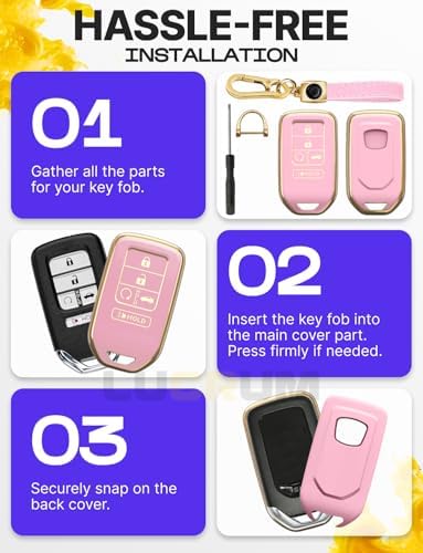 Lucrum Compatible with Honda Key Fob Cover & Leather Keychain - Image 6